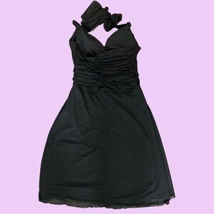 *Little Black Dress Halter Flowy Built in Bra Lacy